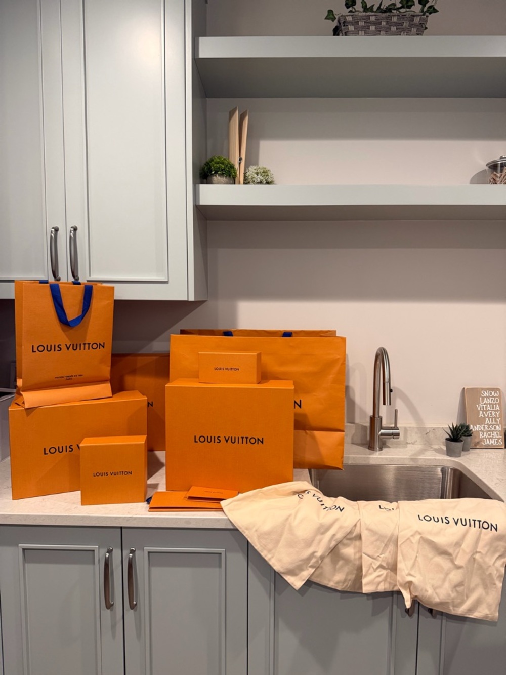Louis Vuitton Orange Gift Box and Dust Bag Assortment